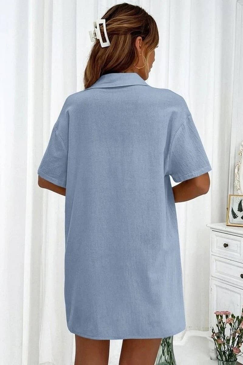 CWSS01309_FASHION SHORTS TWO PIECE SOLID COLOR SHIRT SET