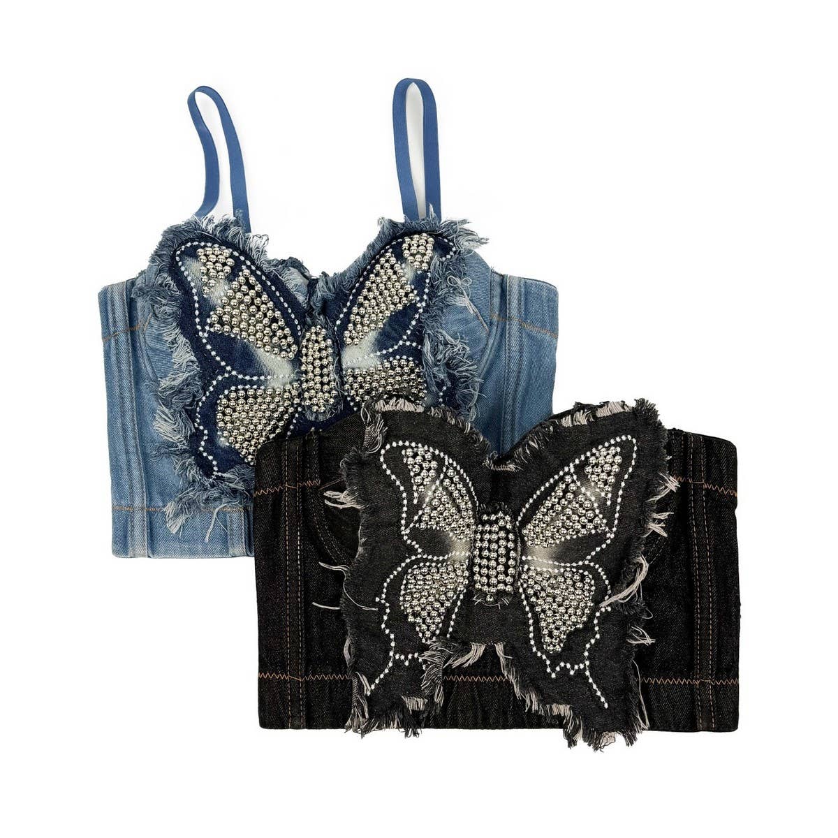 BUTTERFLY PANEL DENIM HERRINGBONE CORSET_CWMM4159
