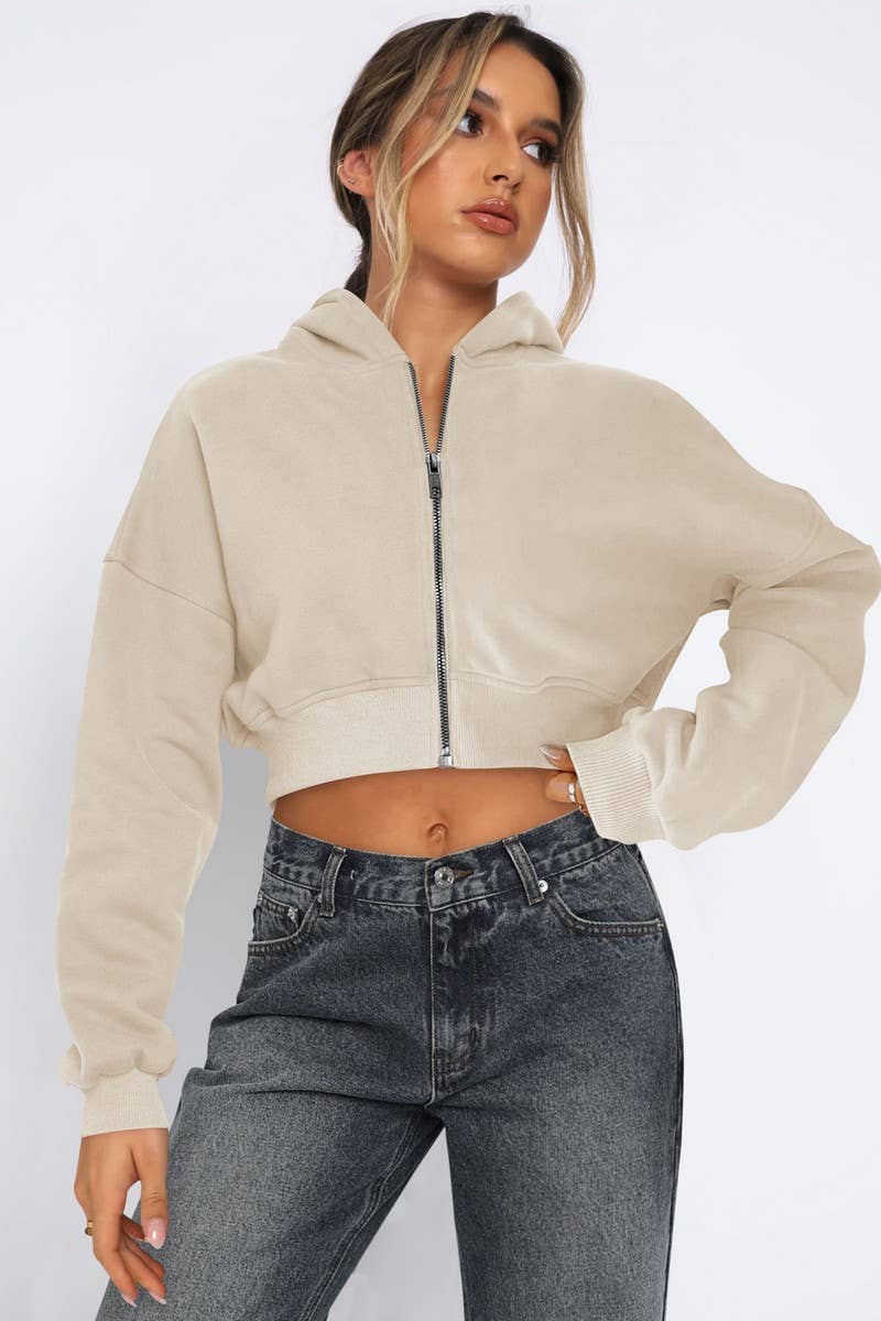 CWTBLL3986_STREET FLEECE ZIPPER CASUAL CARDIGAN HOODIE