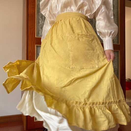 SOLID COLOR BAMBOO JOINT PURE COTTON CUTE APRON_CWMM5803