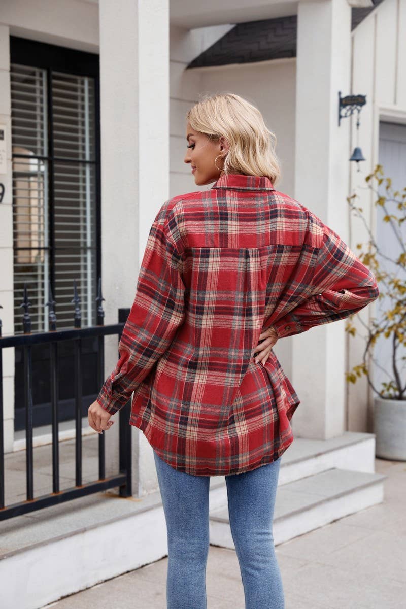 CWTSTL1693_LOOSE PLAID LONG SLEEVE POCKET SHIRT
