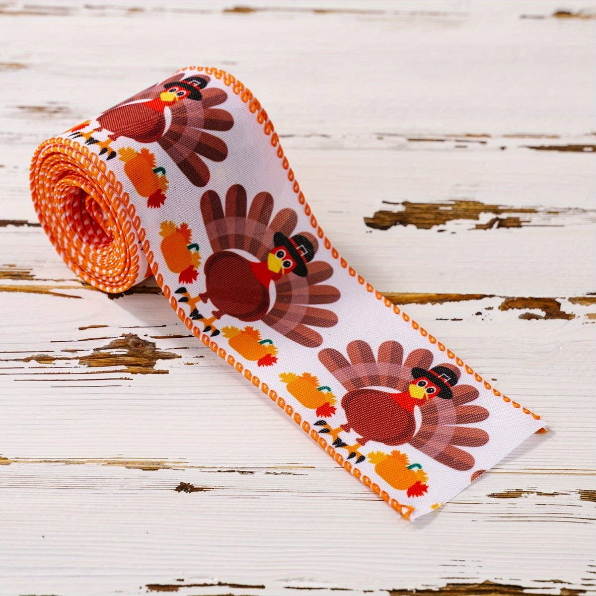 CWMM10206_THANKSGIVING RIBBON SET PUMPKIN PLAID FARMHOUSE
