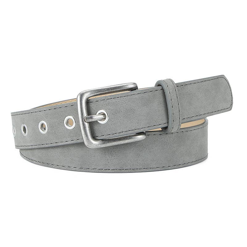 FROSTED TEXTURED PIN BUCKLE PU BELT