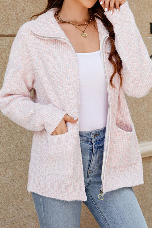 CWOJA497  Casual Zip-Up Long Sleeve Cardigan Sweater
