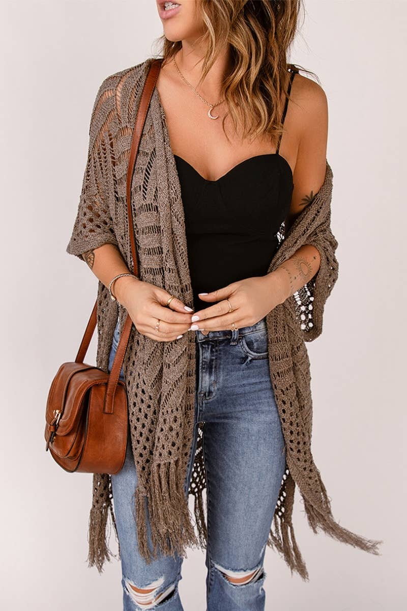 CWOCAS0041_SPRING SUMMER VINTAGE KNIT CARDIGAN WITH FRINGE