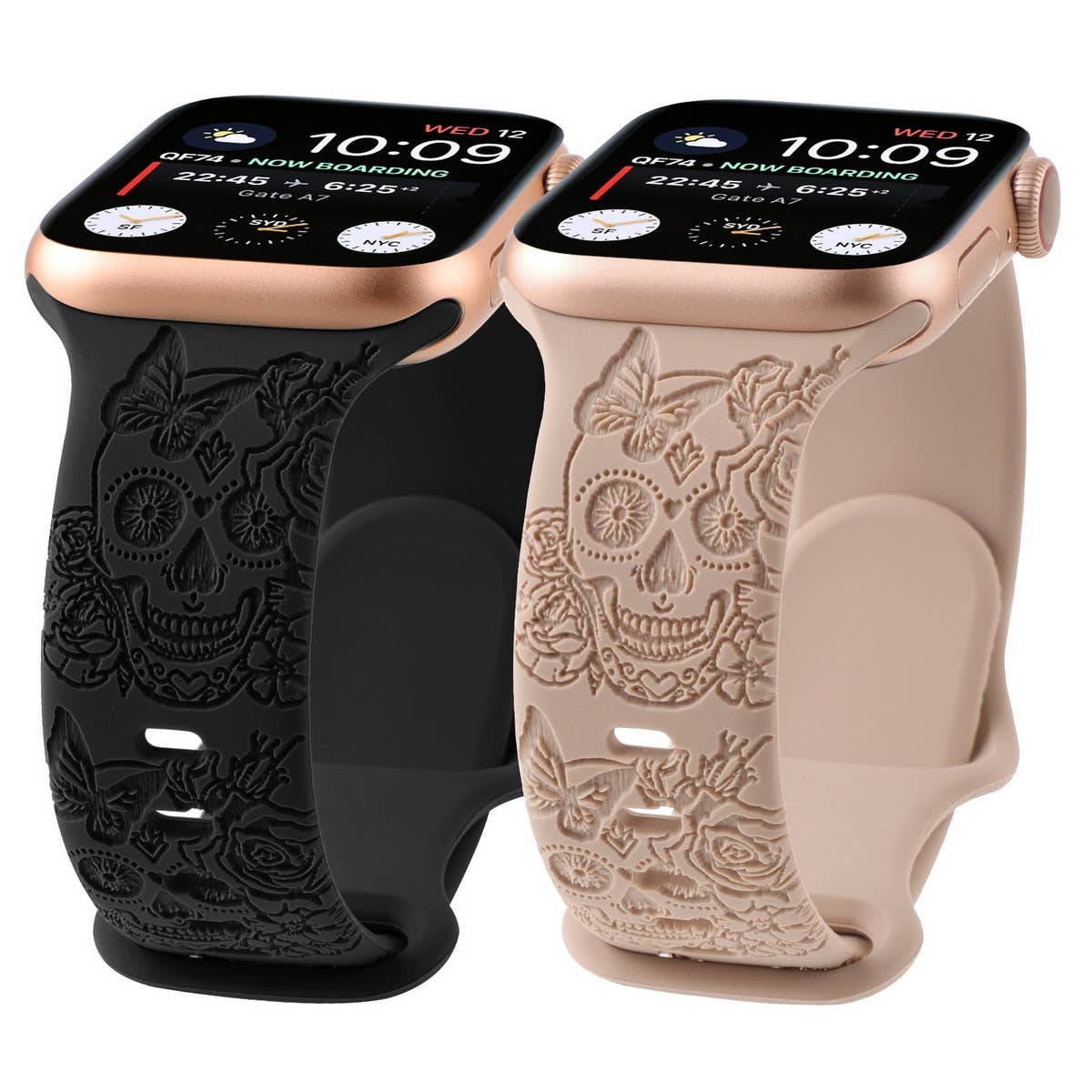 ENGRAVED CHECKERED SILICONE APPLE WATCH9-1 STRAP