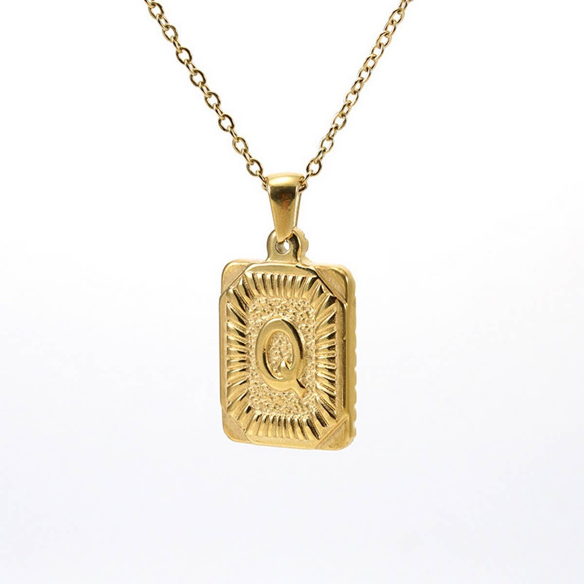 CWAJE1937_Square Stainless Steel Letter Fashion Necklace
