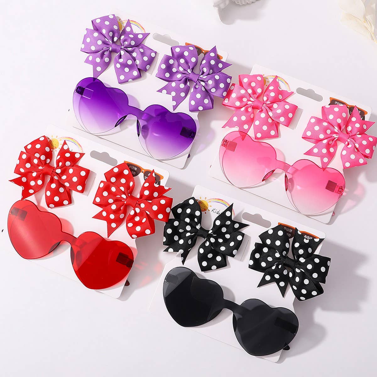 Kids Polka Dot Grosgrain Bow Hair Clip &Sunglasses
