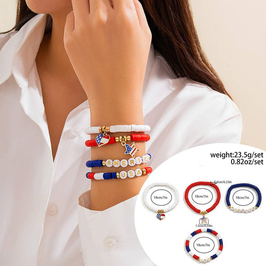NEW FLAG CONTRAST COLOR BEADED BRACELET