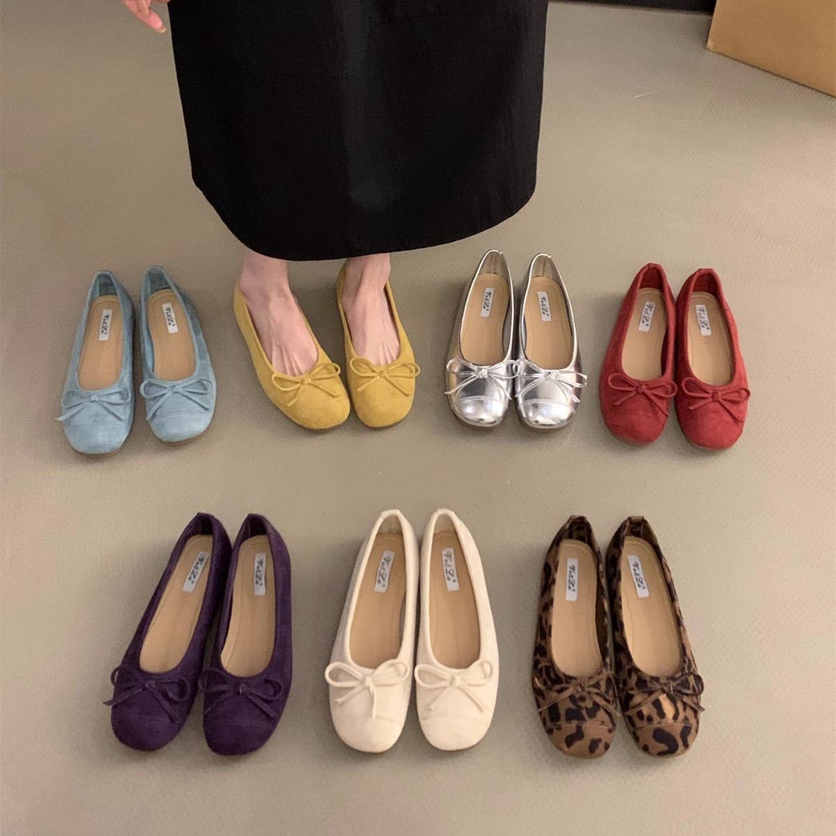 Silver Tweed Flats for Women Elegant Spring Shoes