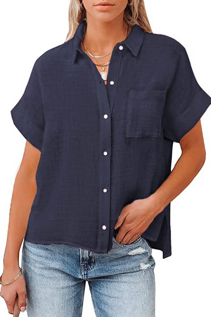 CWTSTS0530_COTTON AND LINEN SIDE SLIT POCKET SHORTSLEEVE TOP