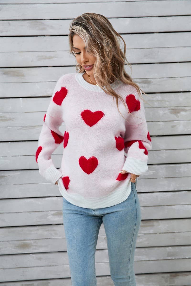CWOSWL5785_VALENTINE'S DAY HEART LONG SLEEVE KNIT SWEATER
