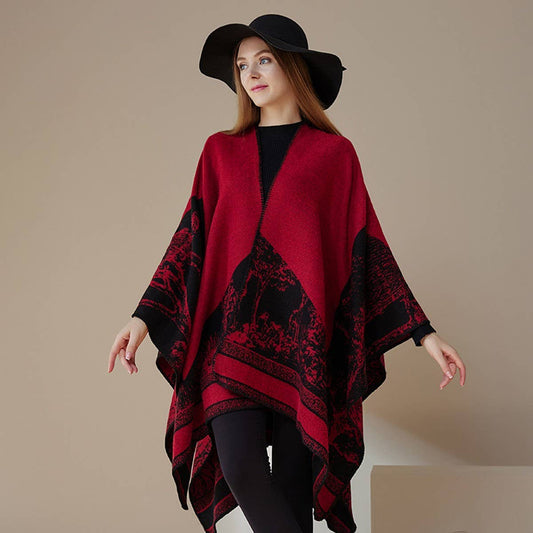 CAPE DARK DOUBLE-SIDED WARM OUTER WEAR THICK SHAWL_CWASC2125
