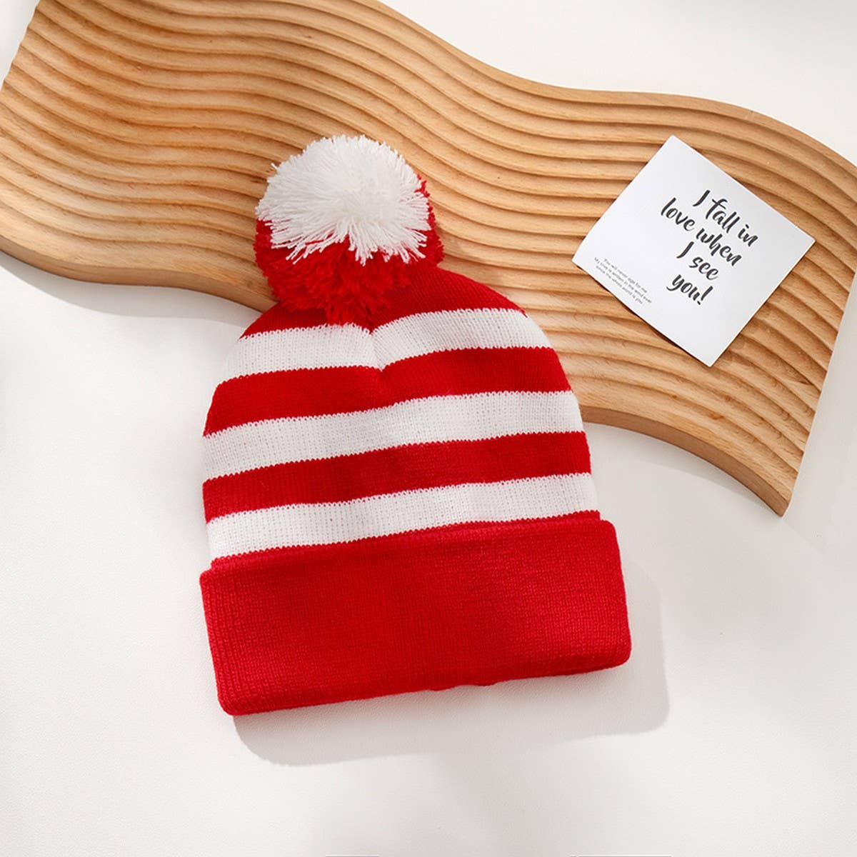 CWMS02754_CHRISTMAS STRIPED KNIT BEANIE HAT