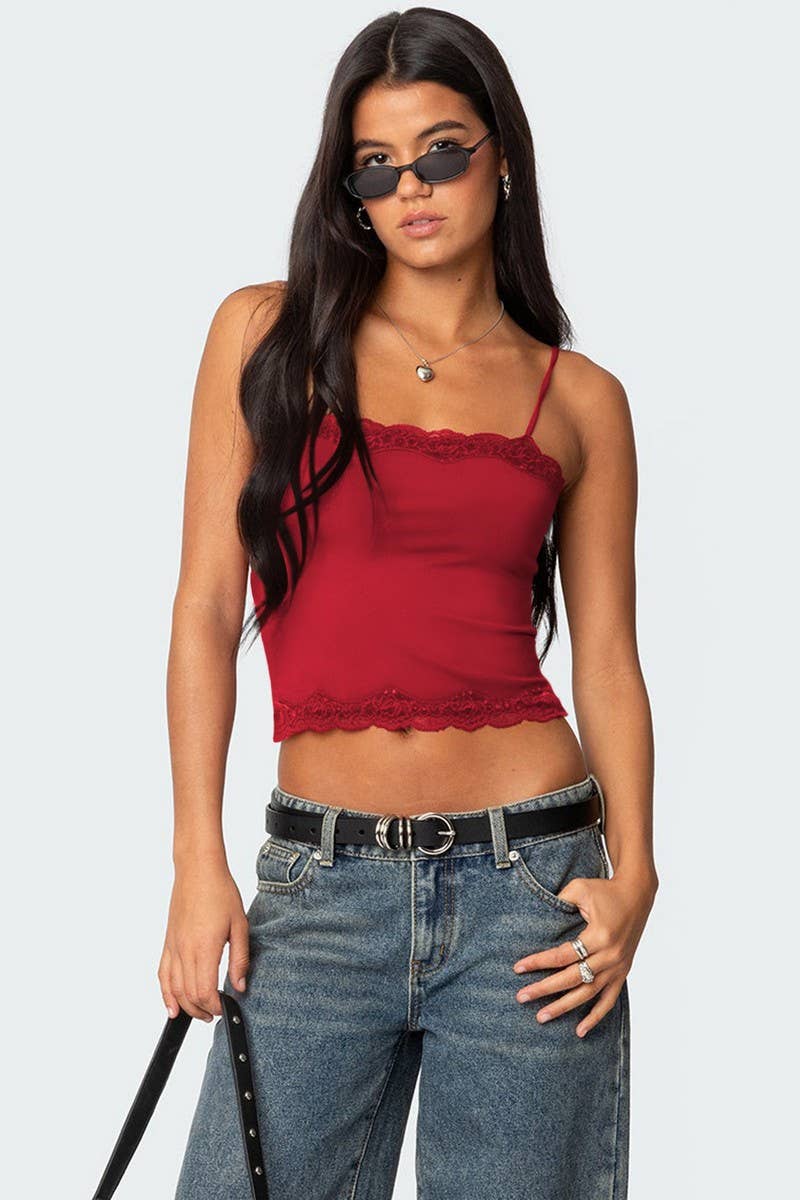 CWTTK0933_LACE TRIM SOLID COLOR CROP CAMI TOP