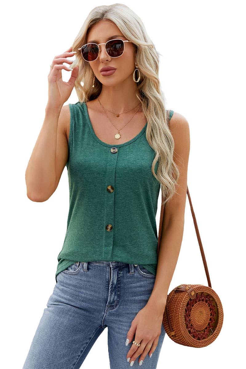 CWTBLSL0097_Round Neck Button Detailed Sleeveless Top