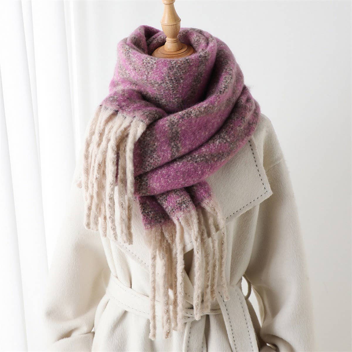 Autumn and winter geometric tassel shawl scarf_CWASC2772
