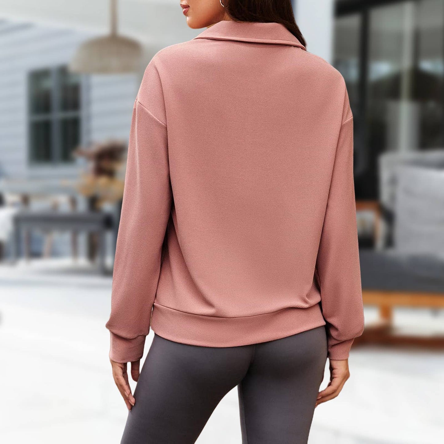 Fashionable loose lapel zipper lapel sweatshirt