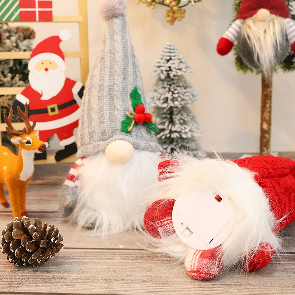 KNITTED HAT LUMINOUS RUDOLPH DOLL ORNAMENTS