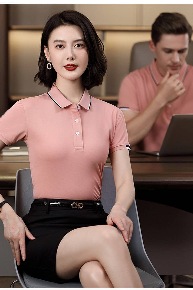 CWTBLS02441_COTTON EMBROIDERED CASUAL SHORT SLEEVE POLO