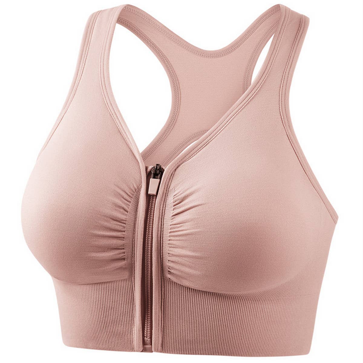 FRONT ZIPPER CUTOUT BACK SPORTS BRA