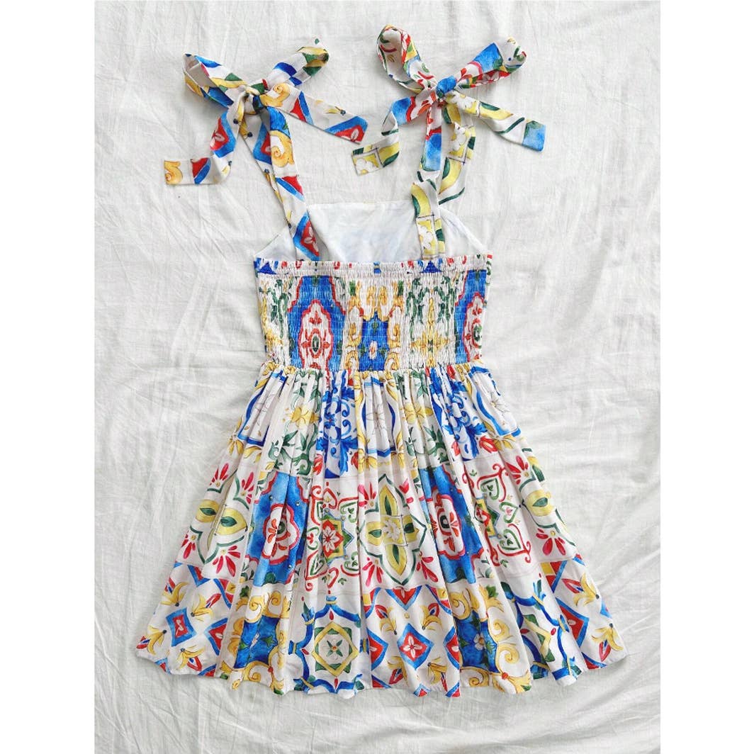 Brightly colored Sicilian style dress