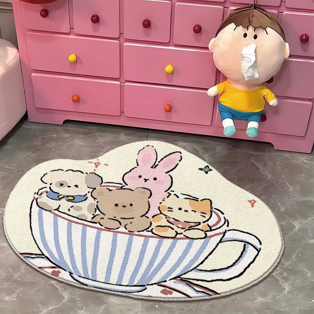 Cute Cake Fleece Rug, Bedroom Bathroom Mat