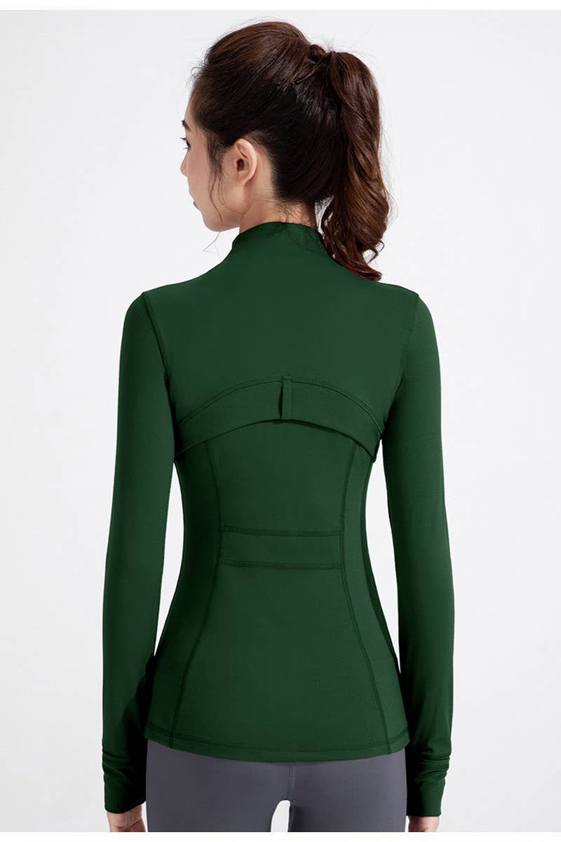 CWOCO1026_STAND COLLAR SPORTS LONG SLEEVE ZIP UP COAT