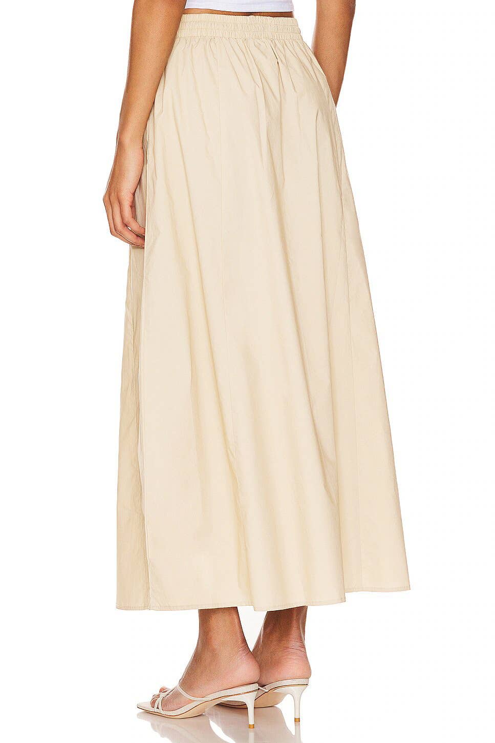 COTTON HIGH-WAISTED SLIT SOLID COLOR DRESS