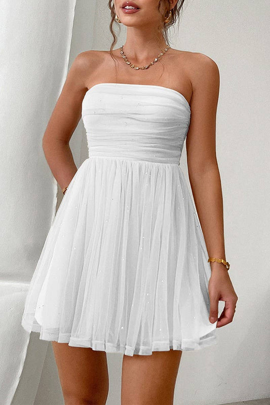 CWDSD10461_SEXY CELEBRITY STYLE MESH TUBE TOP MINI DRESS