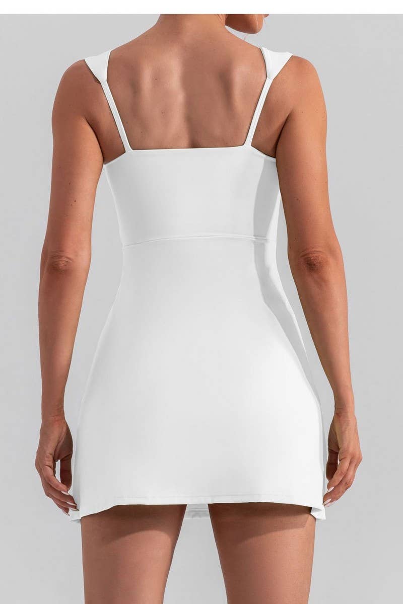 CWDSD3584_SOLID COLOR SEXY STRAP YOGA TENNIS ACTIVE DRESS