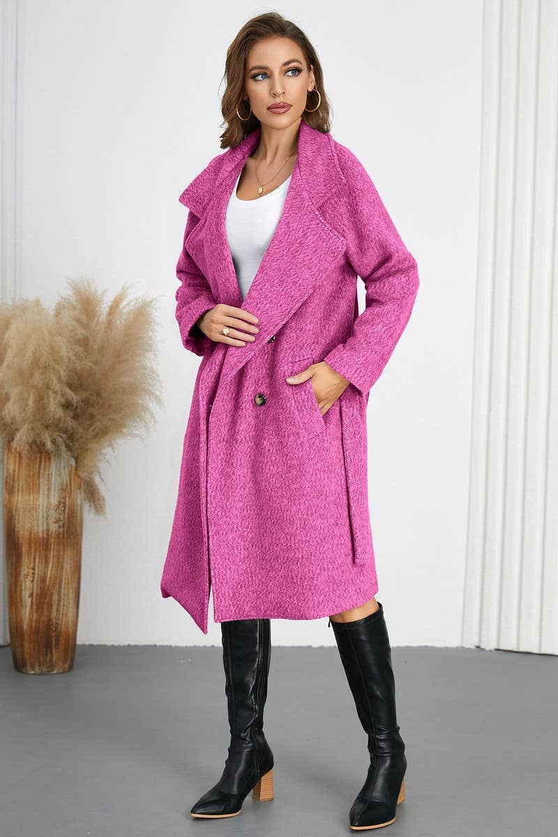 CWOCO0947_SOLID COLOR ELEGANT LACE-UP WOOLEN COAT