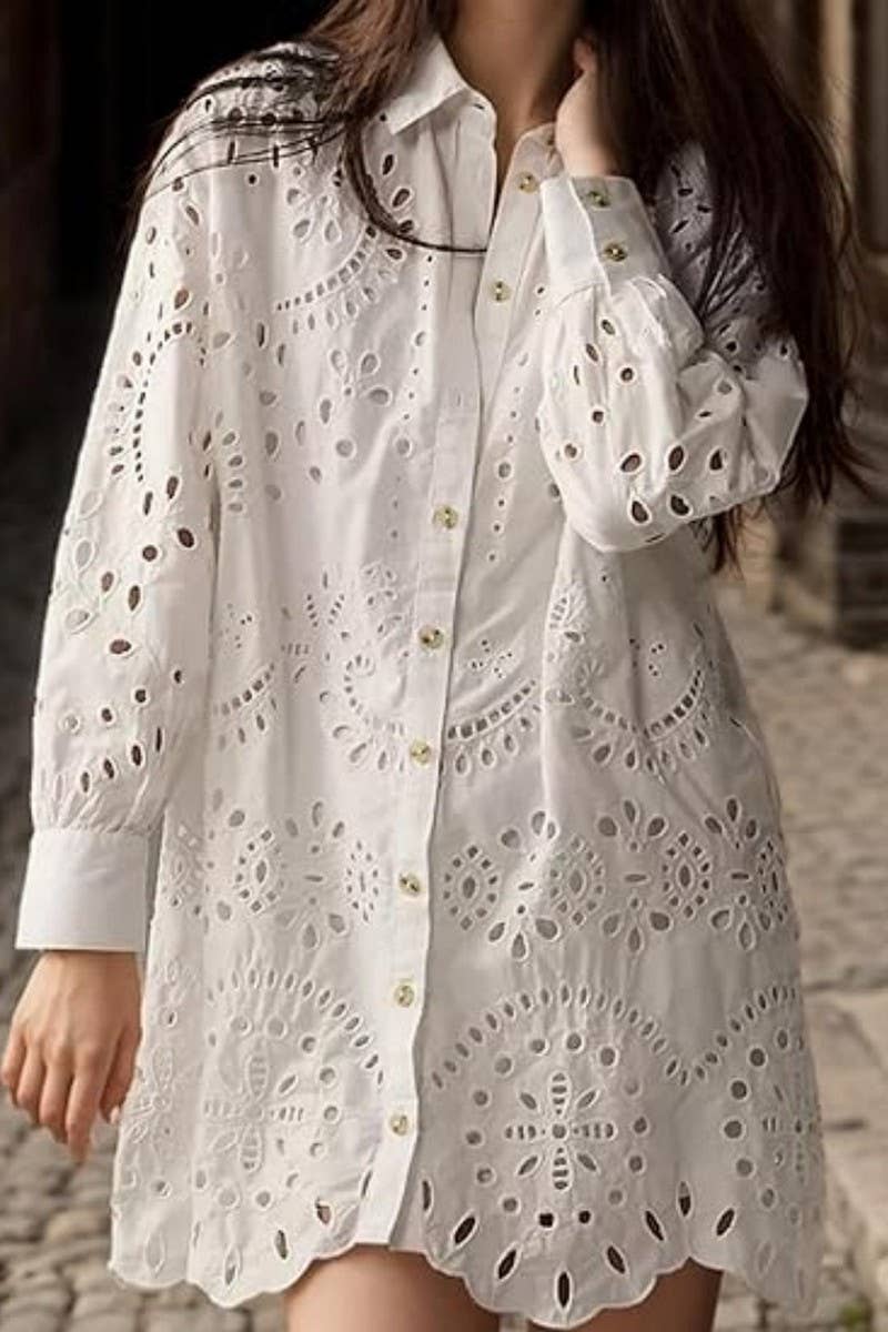 CWTDSS0072_SOLID LOOSE EMBROIDERED HOLLOW OUT SHIRT TOP