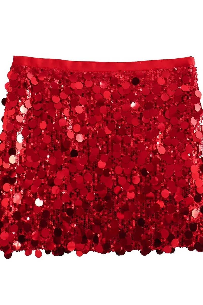 CWBSS0331_HIGH WAISTED HIP HUGGING SEQUINED MINI SKIRT