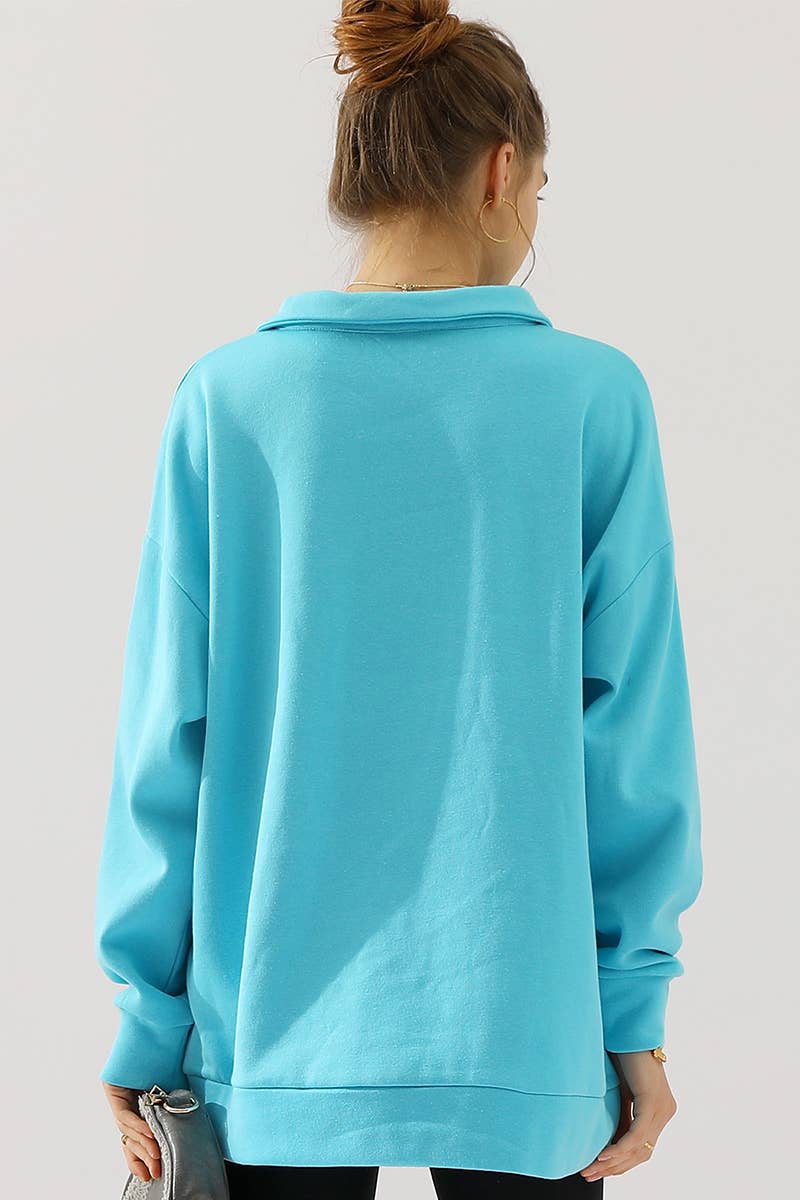 CWOHOL431_Zip Neck Lightweight Pullover Sweatshirt