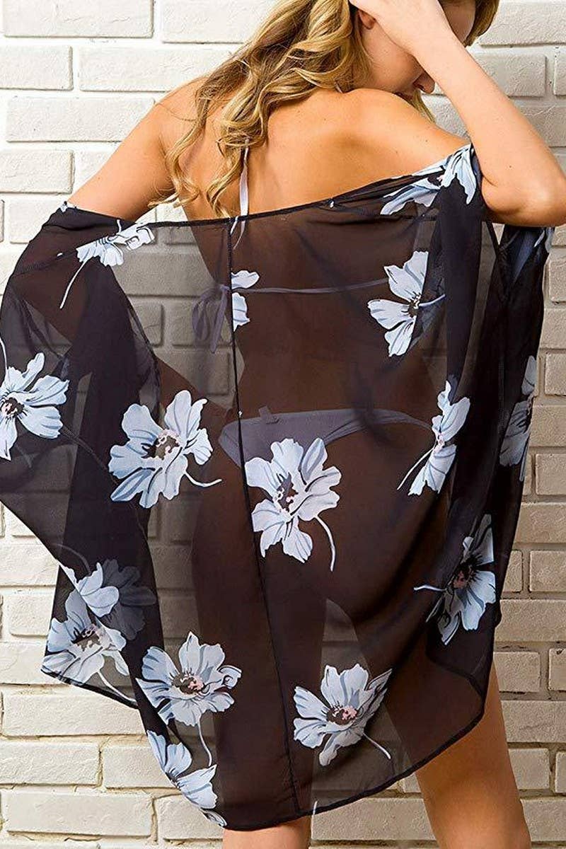 CWTTS1521_SUMMER NEW STYLE PRINTED CARDIGAN CHIFFON BLOUSE