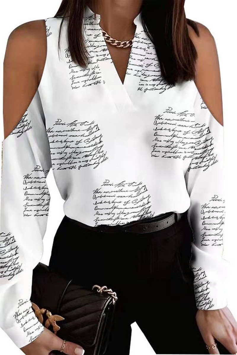 CWTTL2060_OFF-THE-SHOULDER LONG-SLEEVED PRINTED SHIRT