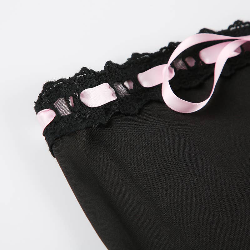 BACKLESS TOP TOP SOLID COLOR LACE-UP DRESS