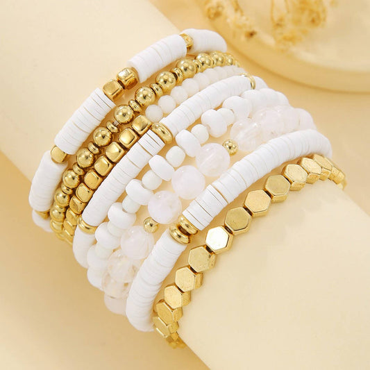 SIMPLE MULTI-STRAP POLYMER CLAY BRACELET SET_CWMM3527