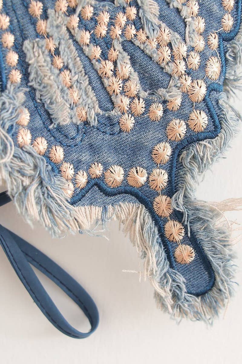 CWTTK0611_SEXY OPEN BACK DENIM EMBROIDERED CAMISOLE