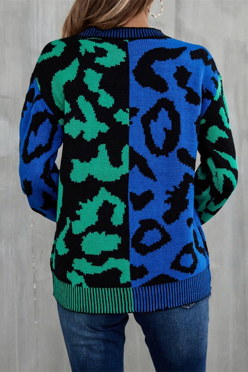 CWOSWL3151_CREW NECK LEOPARD PRINT KNITTED SWEATER
