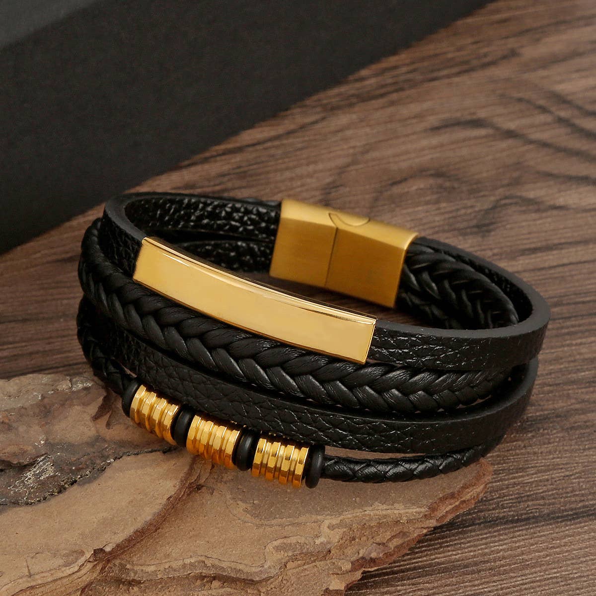 BRAIDED BRUSHED MAGNET CLASP BRACELET_CWAJE1513