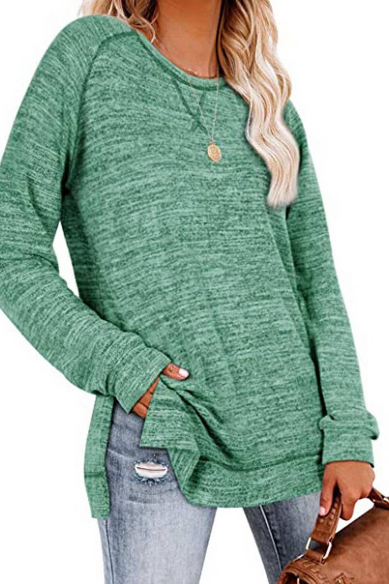 CWTTL1652_Round neck Long Sleeve Pullover Top