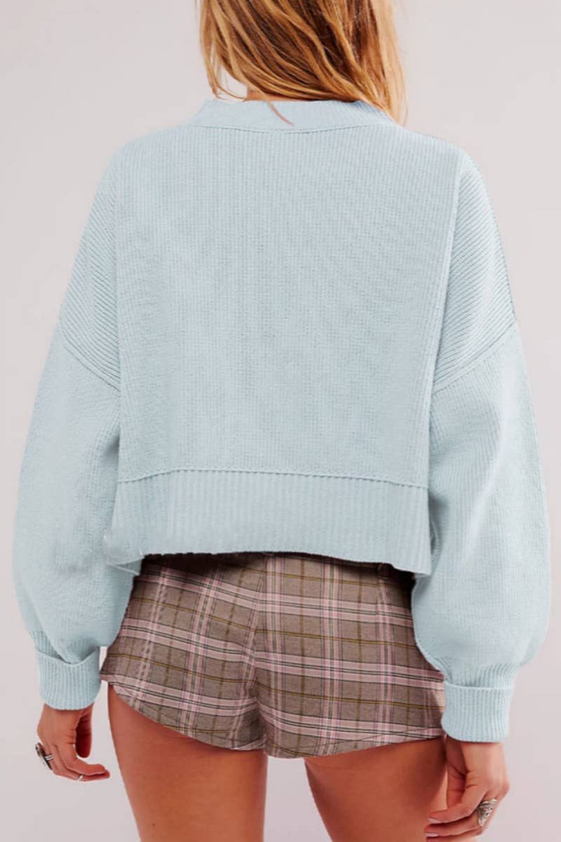 CWOSWL5854_SOLID COLOR CROP SWEATER WITH LONG SLEEVES