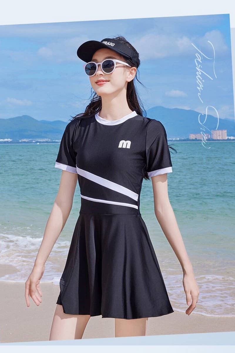 CWMW0858_LETTERING PRINTED ONE-PIECE DRESS-STYLE SWIMSUIT