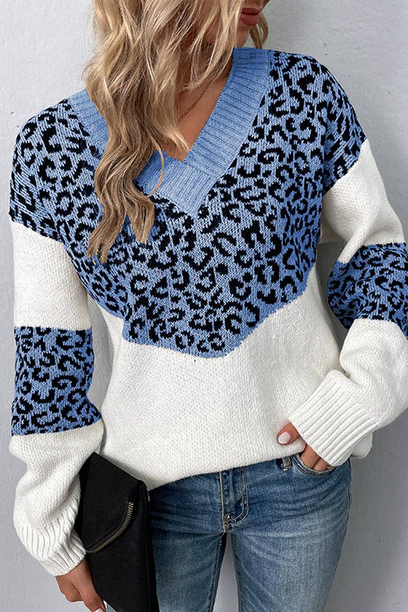 CWOSWL1720_V-Neck Long Sleeve Pullover Sweater