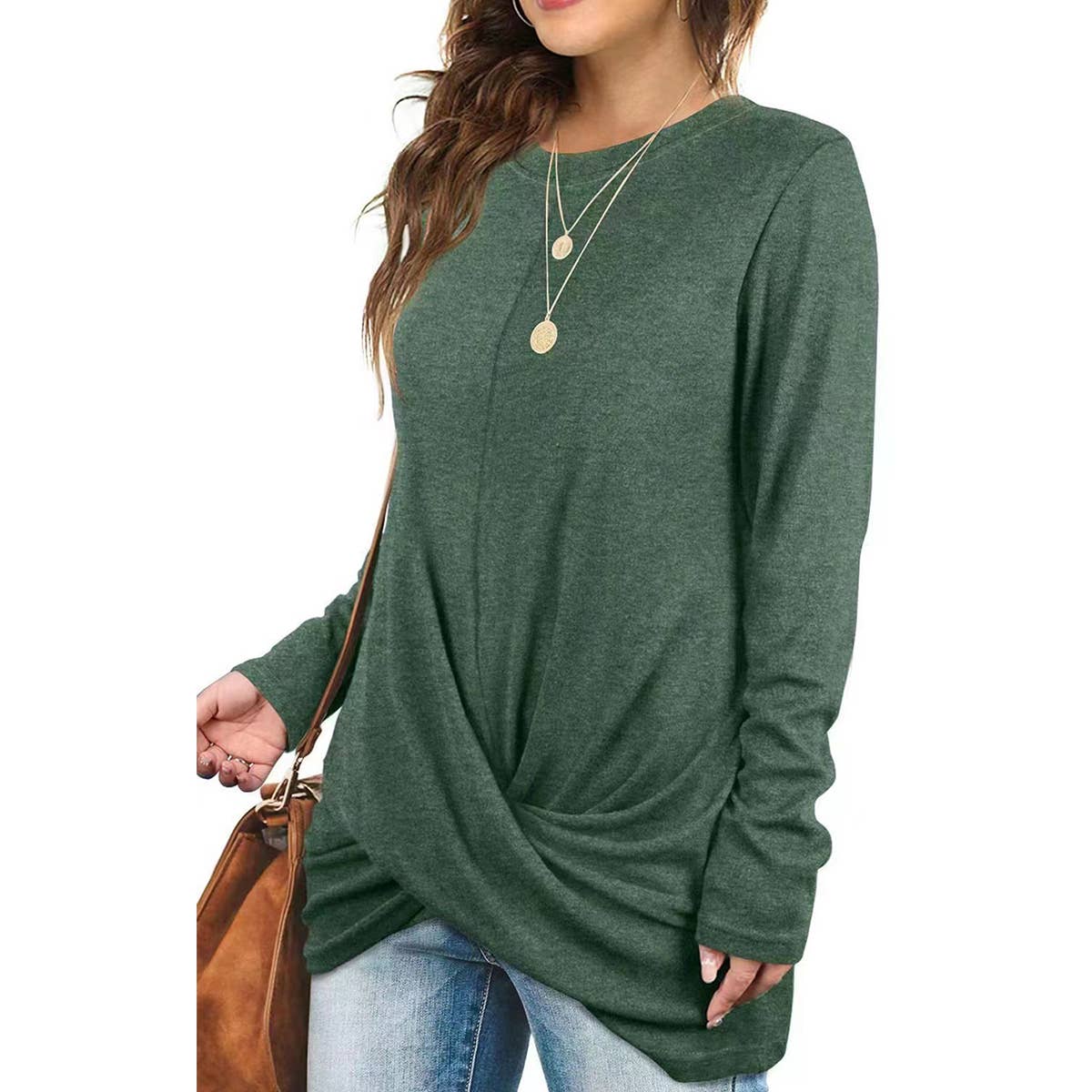 CREW-NECK LONG-SLEEVED SWEATSHIRT KNOTTED T-SHIRT
