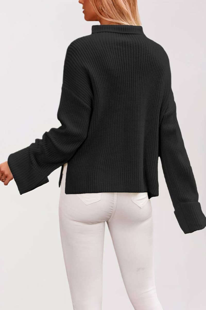 CWOSWL5851_LONG-SLEEVED SWEATER WITH SLIT FLARED SLEEVES