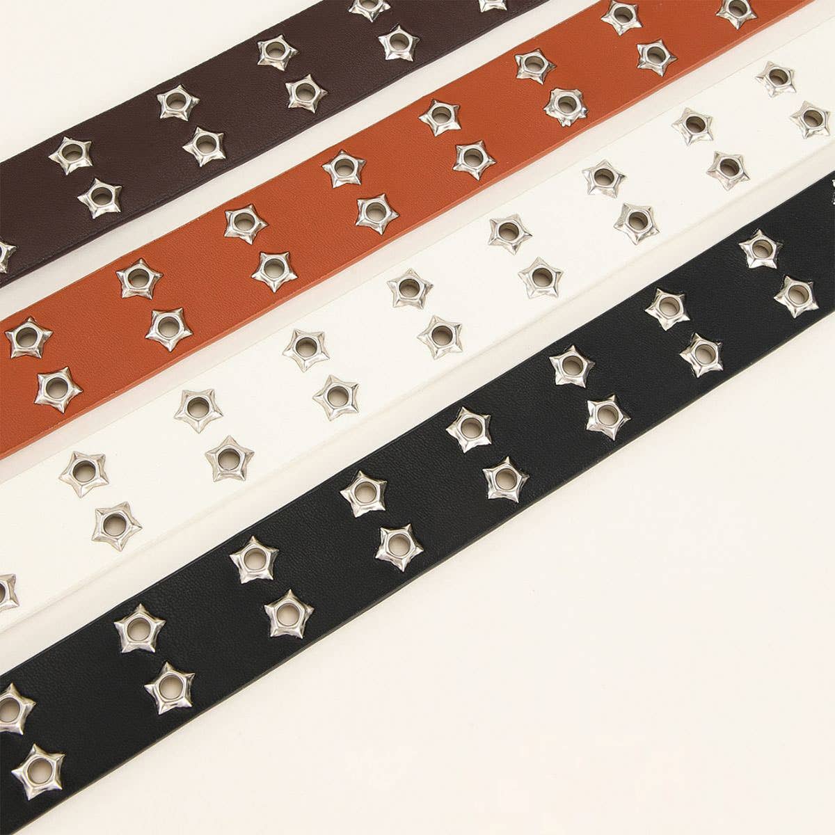 Double-row starry air eye punk style riveted belt