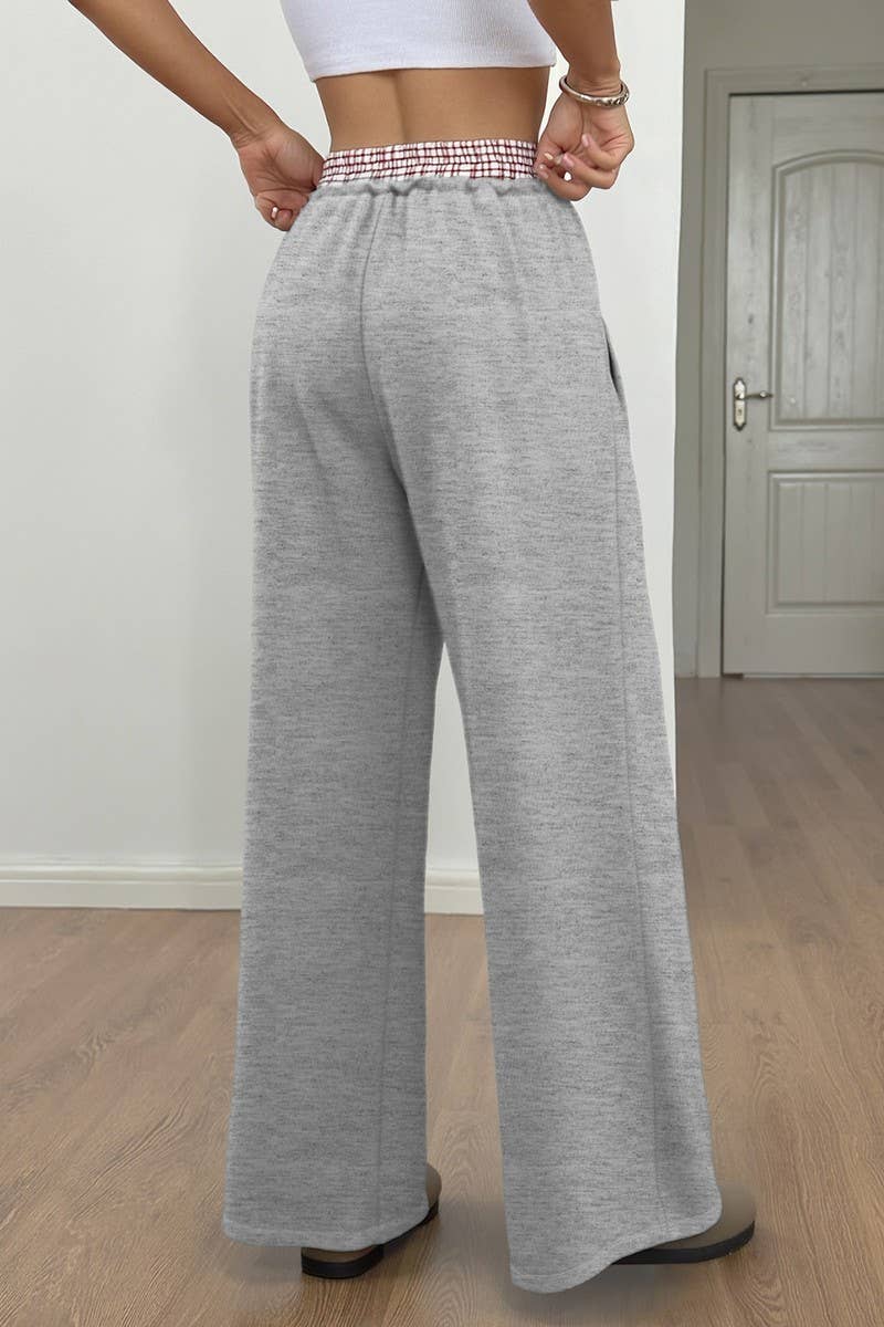 CWBLP00949_COLORBLOCK PATCHWORK STRAIGHT LEG CASUAL PANTS